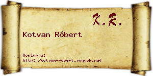 Kotvan Róbert névjegykártya