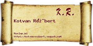 Kotvan Róbert névjegykártya